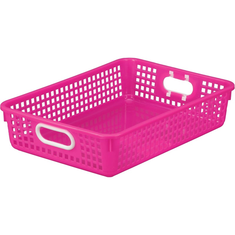Really Good Stuff Multi-Purpose Small Desktop Paper Storage Baskets, 14" x 10" x 3.25", Set of 4, Neon Group Colors, Classroom Organization, Stackable Mesh Plastic Baskets with Grip Handles - Image 3